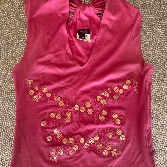 VERSACE VERSUS Pink Embellished Women's Top 44 US (6-10) - Picture 1 of 15